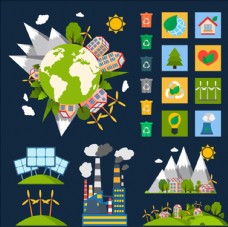 全球循环能源绿色生态图标