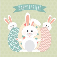 广告春天复活节兔子和彩蛋