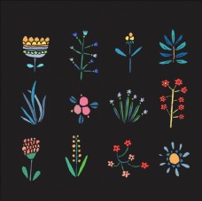 手绘植物花朵花卉矢量图下载